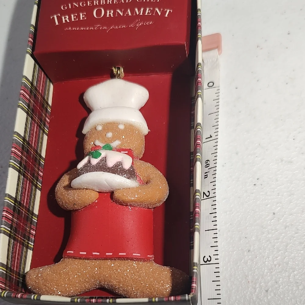 Williams Sonoma Festive Gingerbread Ornament - Brown, White, Red